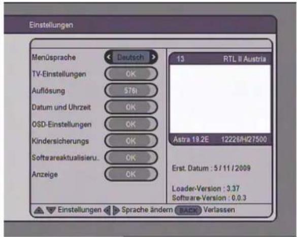 ZEHNDER HX 8010 I - MENÜ EINSTELLUNGEN - 1