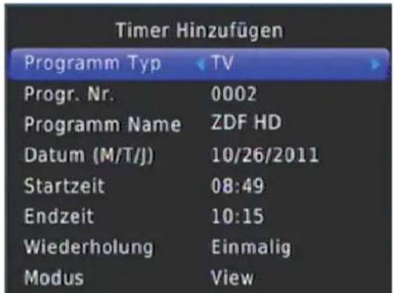 ZEHNDER HX 7133 PVR - Timer - Aufnahme über Timer-Menü - 1