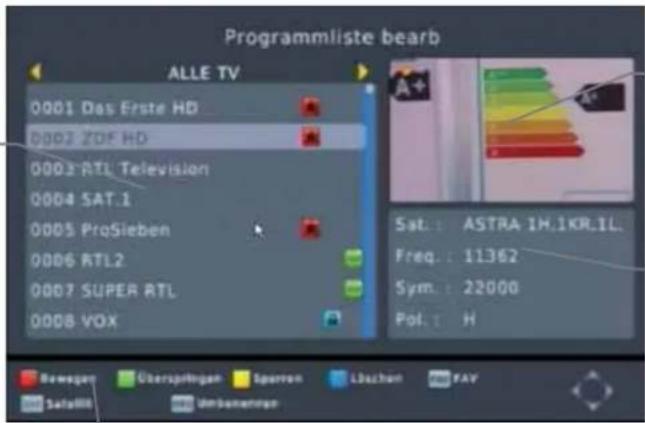ZEHNDER HX 7133 PVR - (Programmliste einsehen, sortieren, löschen, sperren, umbenennen) - 2