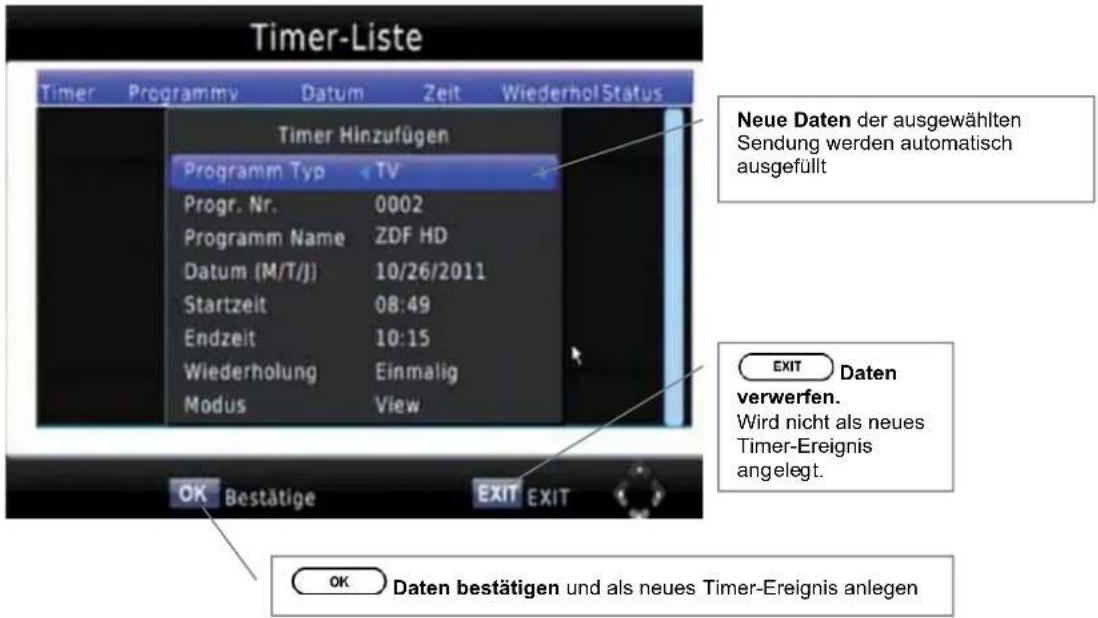 ZEHNDER HX 7133 PVR - Timer programmieren über EPG mit Taste OK - 1