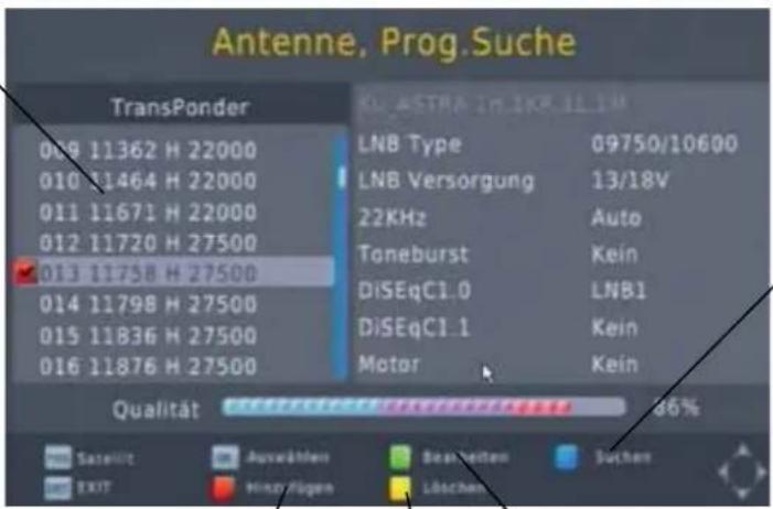 ZEHNDER HX 7133 PVR - TP Suche -- Programme auf einem Transponder suchen - 2