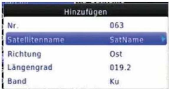 ZEHNDER HX 7133 PVR - Satellitenliste - Ändern/Löschen/neuen Satellit anlegen - 2