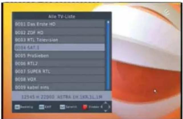 ZEHNDER HX 7133 PVR - Programmwahl über die Programmliste "Alle TV-Liste" - 1