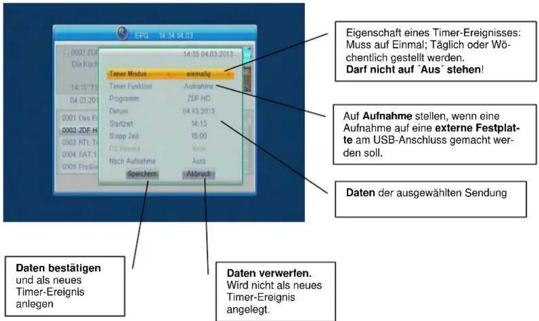 ZEHNDER HX 7202 CI+ - Timer programmieren über EPG mit Taste GRÜN - 1