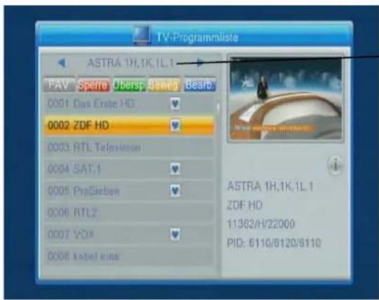 ZEHNDER HX 7202 CI+ - Bearbeiten in einzelnen Satelliten-Programmlisten - 2