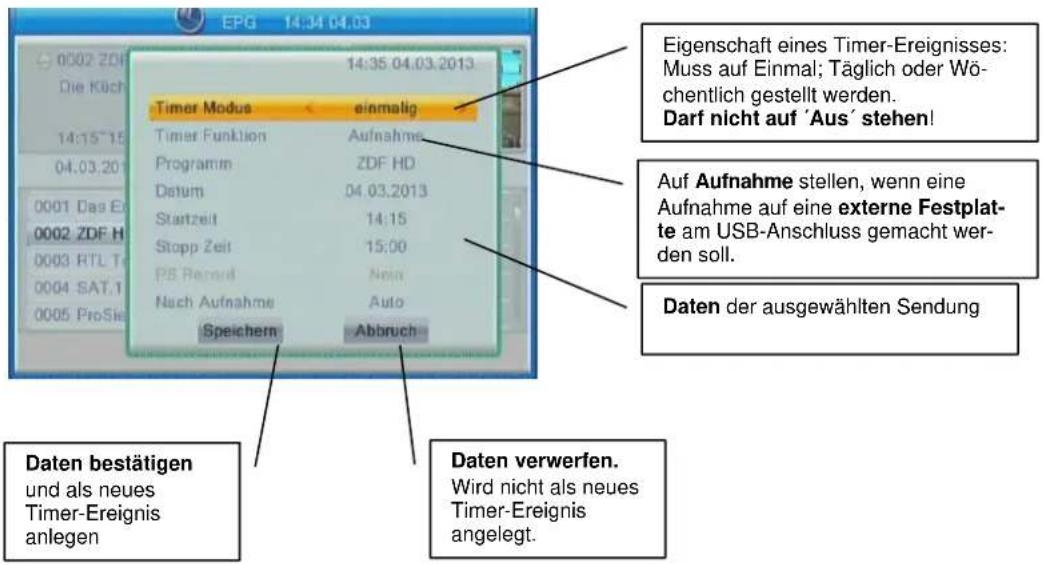 ZEHNDER HX 7202 CI+ - Timer programmieren über EPG mit Taste GRÜN - 1