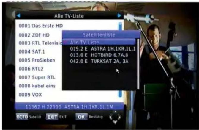 ZEHNDER HX 7120u - GOTO Programmliste nach Satelliten sortiert - 1
