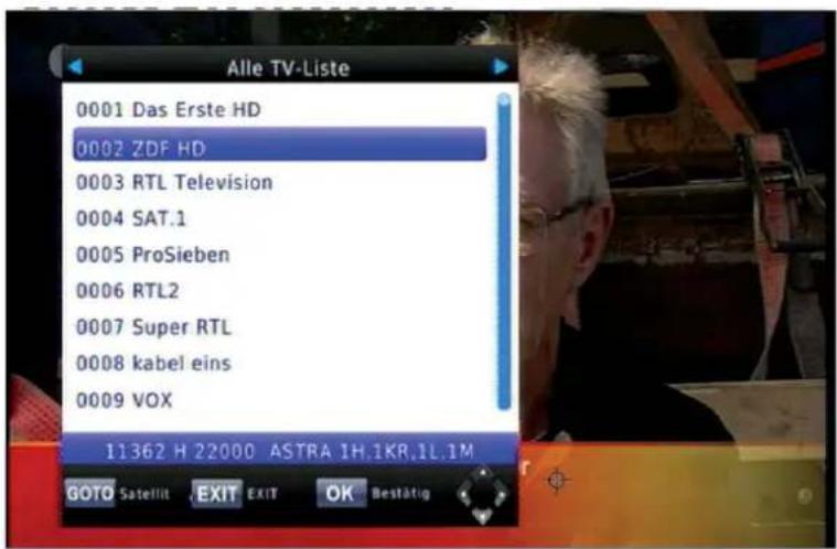 ZEHNDER HX 7120u - Programmwahl über die Programmliste "Alle TV-Programme" - 1