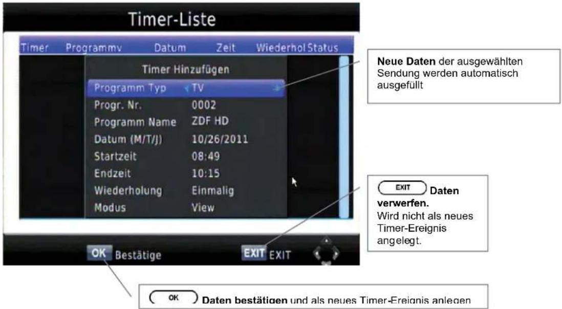 ZEHNDER HX 7120u - Timer programmieren über EPG mit Taste OK - 1