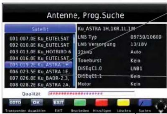 ZEHNDER HX 7120u - Alle Programme eines Satelliten suchen (Automatische Suche) - 1