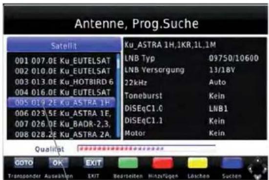 ZEHNDER HX 7120u - TP Suche -- Programme auf einem Transponder suchen - 1