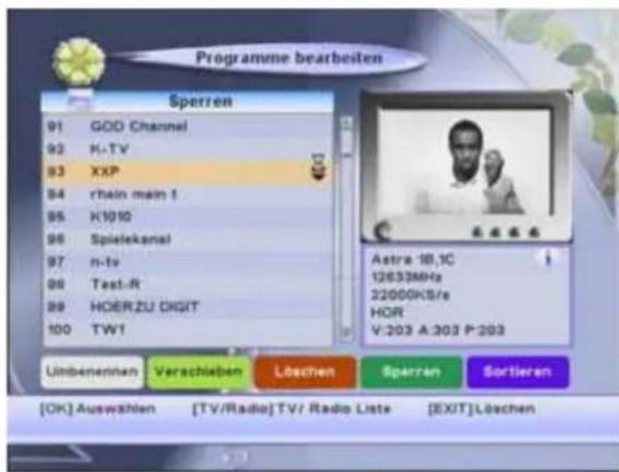 ZEHNDER DY 3350 CXI - Sperren Sperren eines Programms zur Kindersicherung (- Taste) - 1