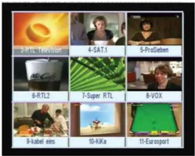 3-RTL Television 4-SAT.1 5-ProSieben 6-RTL2 7-Super RTL 8-VOX 9-kabel eins 10-KiKa 11-Eurosport