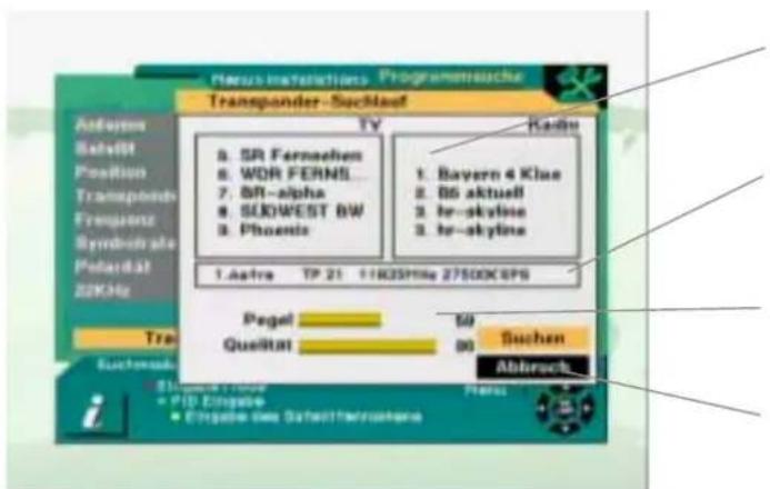 ZEHNDER DX 800 - Programme auf einem Transponder suchen - 2