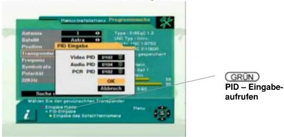 ZEHNDER DX 800 - Sie wollen ein einzelnes Programm auf einem Transponder suchen (PID Daten müssen bekannt sein) - 1