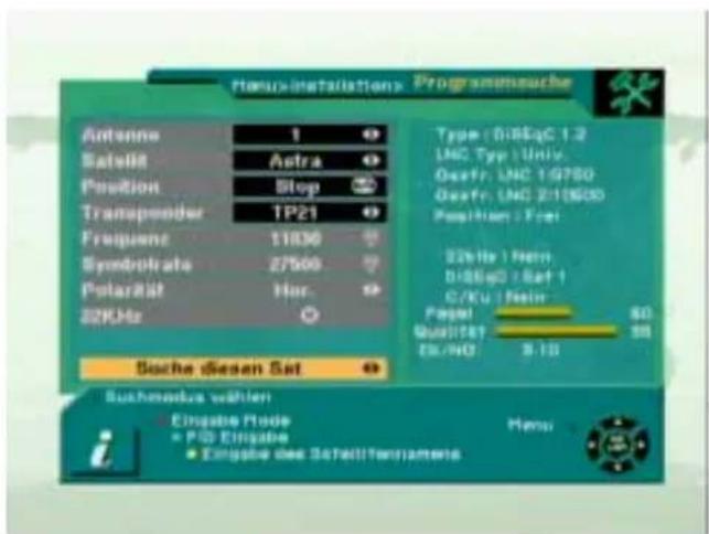 ZEHNDER DX 800 - Alle Programme eines Satelliten suchen - 1