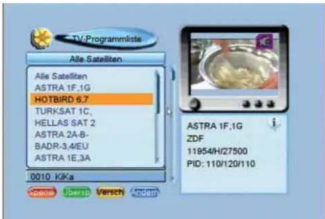 ZEHNDER DX 75e - Bearbeiten in einzelnen Satelliten-Programmlisten SAT - 1