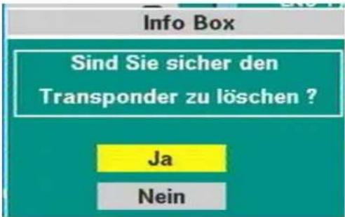 Info Box Sind Sie sicher den Transponder zu löschen ? Ja Nein