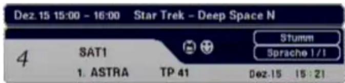 Dez.15 15:00 - 16:00 Star Trek - Deep Space N 4 SAT1 1. ASTRA TP 41 Stumm Sprache I / I Dez.15 15:21