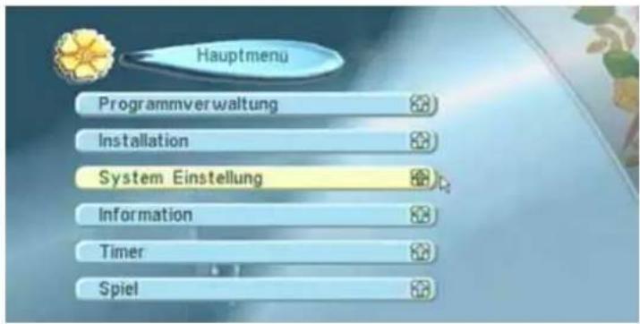 Hauptmenu Programmverwaltung Installation System Einstellung Information Timer Spiel