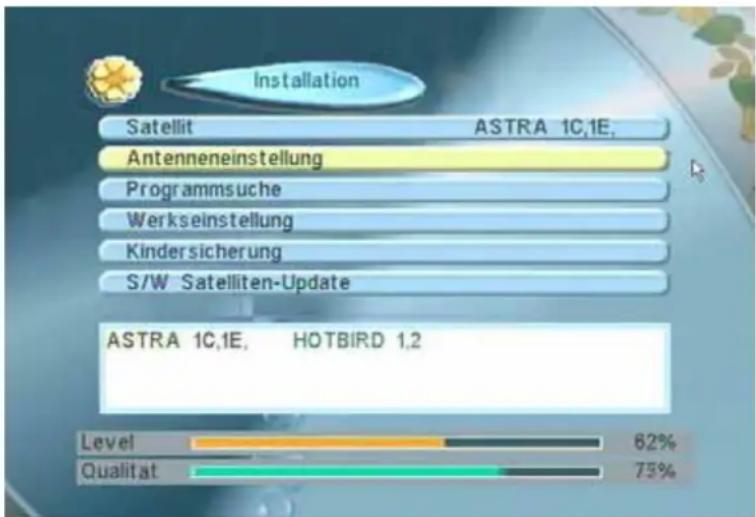 ZEHNDER DX 610 - Antenneneinstellung – für Mehrsatellitenempfang - 1