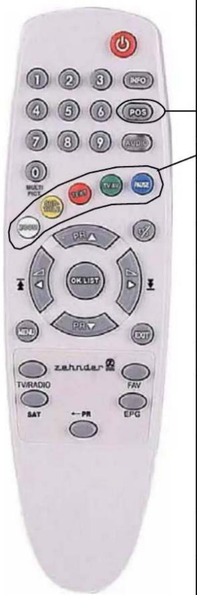 1 2 3 INFO 4 5 6 POS 7 8 9 AUDIO 0 MULTI PICT TV:AV TV:AV TV:AV SUNDS PR OK LIST PR EXT zahnder TV/RADIO FAV SAT ← PR EPG