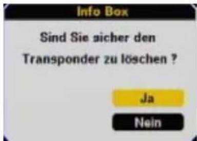 Info Box Sind Sie sicher den Transponder zu löschen ? Ja Nein