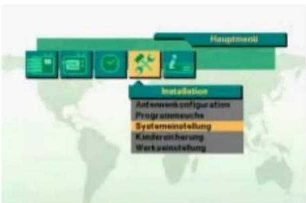 Hauptmenti Installation Autumnwarenfriguration Programmeneuche Systemeinatstellung Kinderinserung Werkseinatstellung