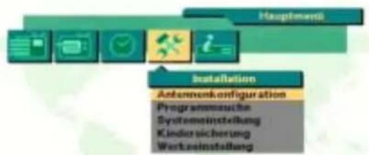 Hauptmann Installation Antennenkounfiguration Programmeuchte Systemeinstellung Kindere sicherung Werkreinstellung