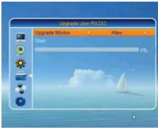 Upgrade über RS232 Upgrade Modus Alles Start 0%