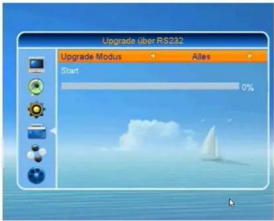 Upgrade über RS232 Upgrade Modus Alles Start 0%
