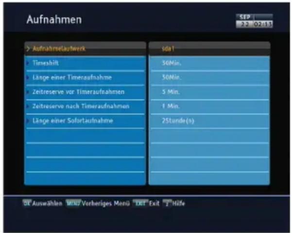 TOPFIELD CBP-2001 CI+ - Aufnahme-Einstellungen - 1