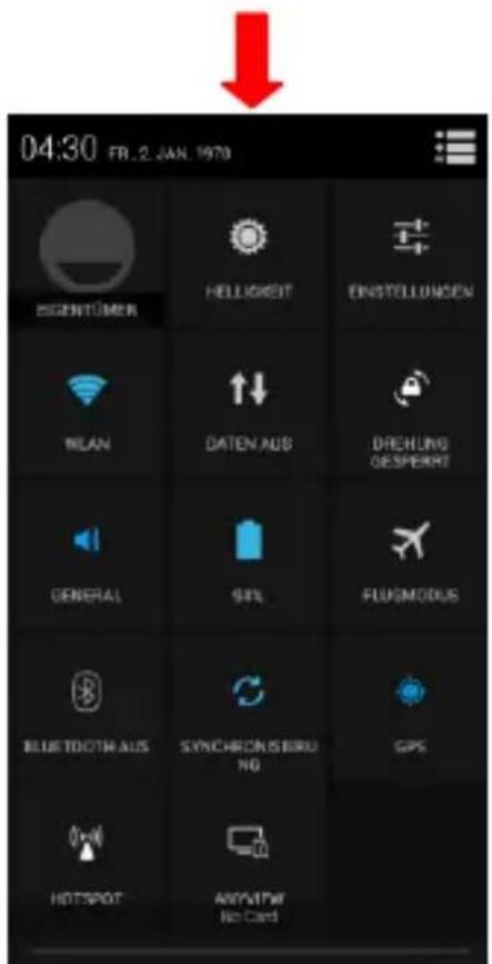 04:30 FR. 2, JAN. 1970 EIGENTÖMER HELLIGREIT EINSTELLUNGEN WLAN ↑↓ DATEN AUS DRECHUNG DESPERHIT GENERAL SIX FLUGMODUS BLUETOOTH AUS SYNCHRON BERU NO GPS HOTSPOT ANYVIEW No Card