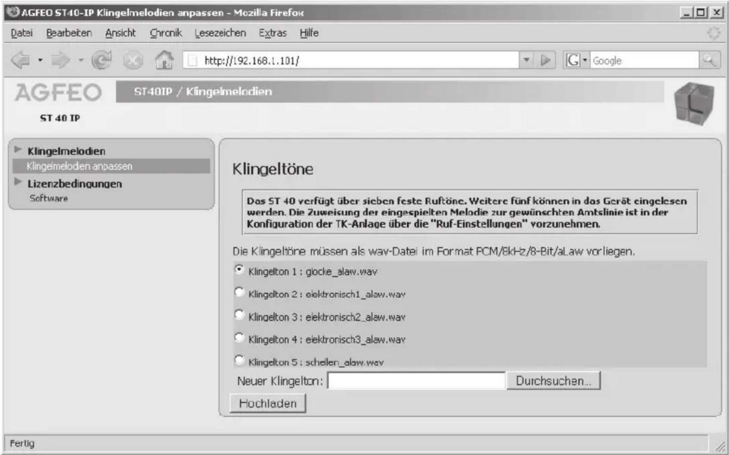 AGFEO ST40IP - Klingelmelodien in Ihr ST 40 IP laden - 1