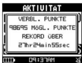 AKTIUITÄT VERBL. PUNKTE 98695 MÖGL. PUNKTE REKORD ÜBER 27hr24min55sec 09:37AM