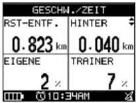 GESCHW./ZEIT RST-ENTF. 0.823 km HINTER 0.040 km EIGENE 2 x TRAINER 7 x 10:34AM
