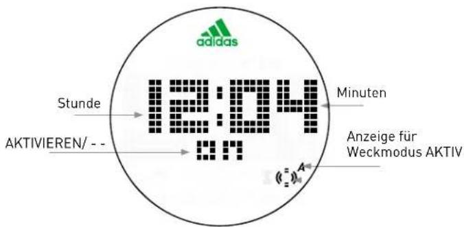 adidas Stunde AKTIVIEREN/ -- 12:04 Minuten Anzeige für Weckmodus AKTIV