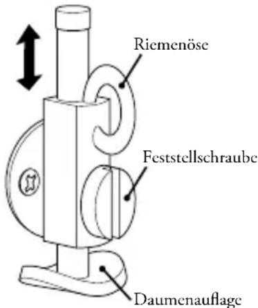 Riemenöse Feststellschraube Daumenauflage