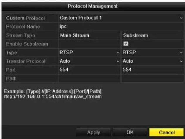 Hikvision DS-9108HFI-ST - Configuring the custom protocols - 1