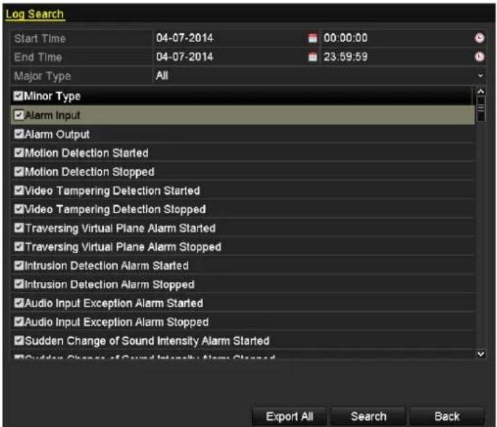 Hikvision DS-9008HFI-ST - Enter the Log Search interface. - 1