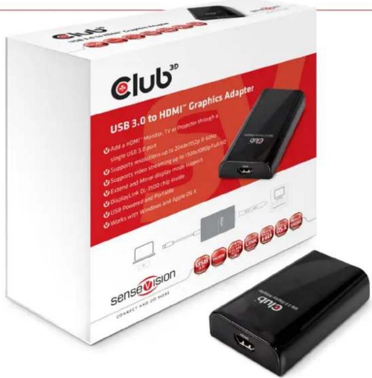 CLUB3D SenseVision USB3.0 to HDMI Graphics Adapter - UPC Code - 1