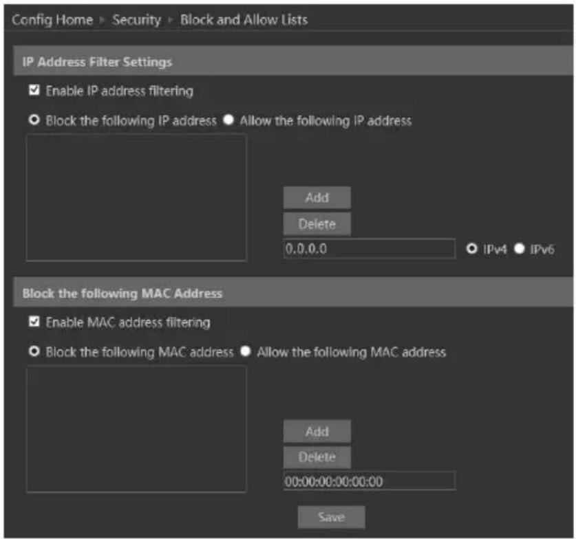 Provision-ISR I3-340IP536+ - Block and Allow Lists - 2