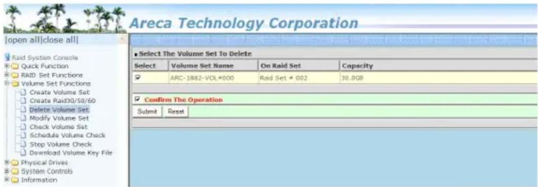 Areca ARC-1216-4i - Delete Volume Set - 1