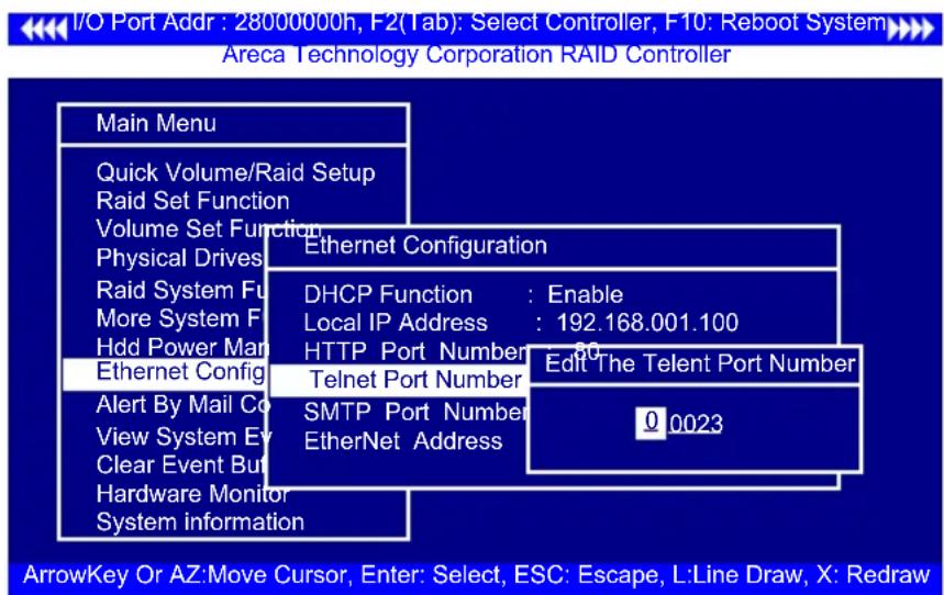 Areca ARC-1216-4i - Telnet Port Number - 1