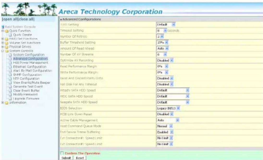 Areca ARC-1216-4i - Advanced Configuration - 1