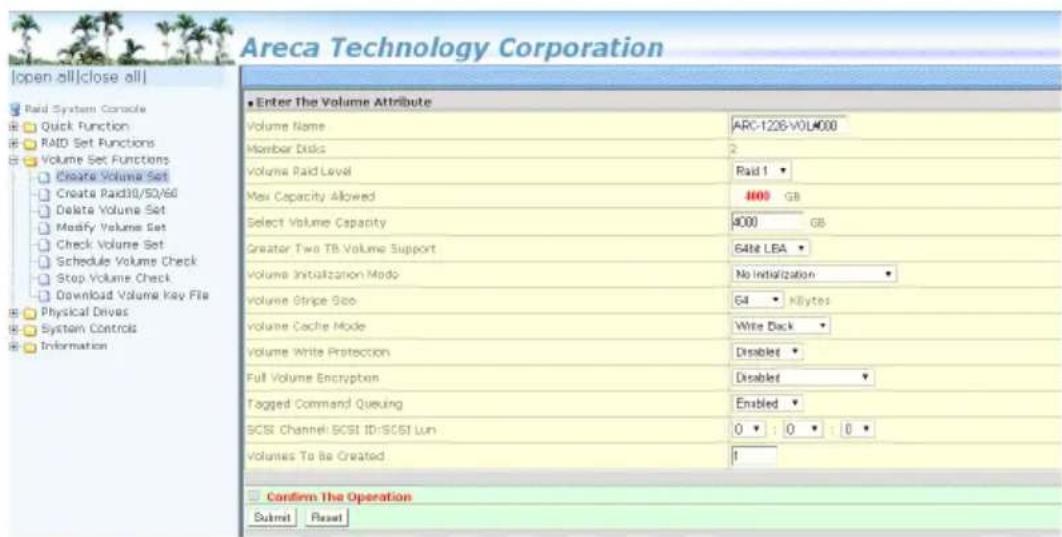 Areca ARC-1216-4i - Create Volume Set (0/1/10/3/5/6) - 1