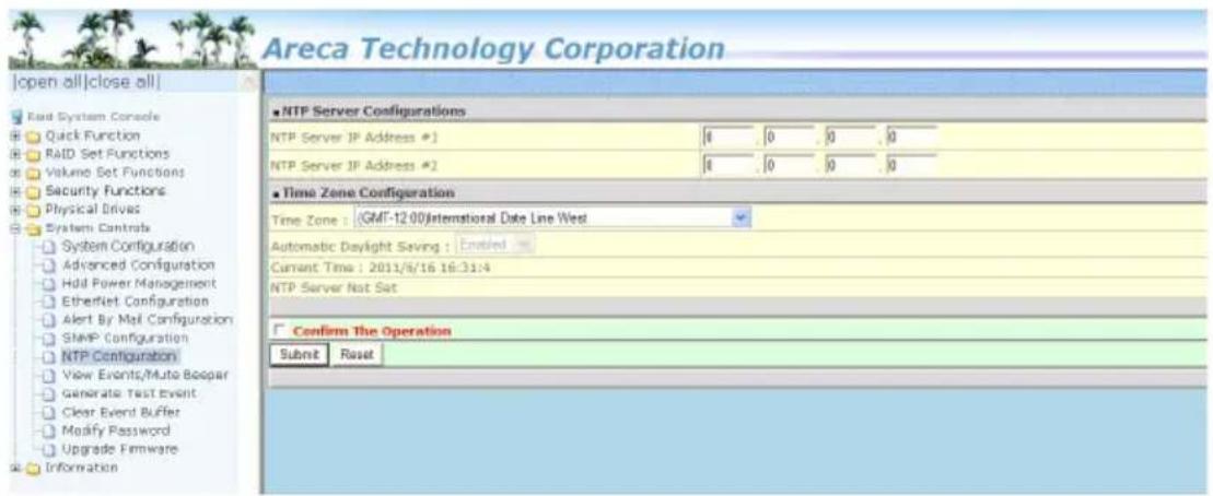Areca ARC-1216-4i - NTP Configuration - 1