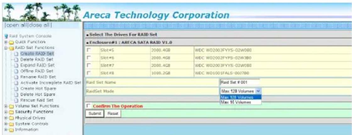 Areca ARC-1216-4i - Create Raid Set - 1