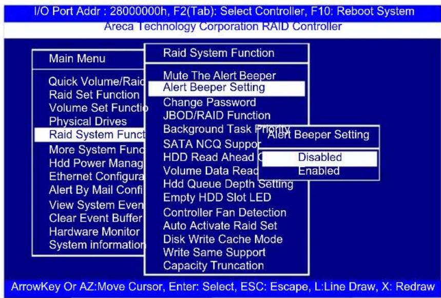 Areca ARC-1216-4i - Alert Beeper Setting - 1