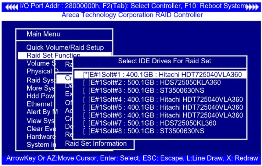 Areca ARC-1216-4i - Create Raid Set - 1